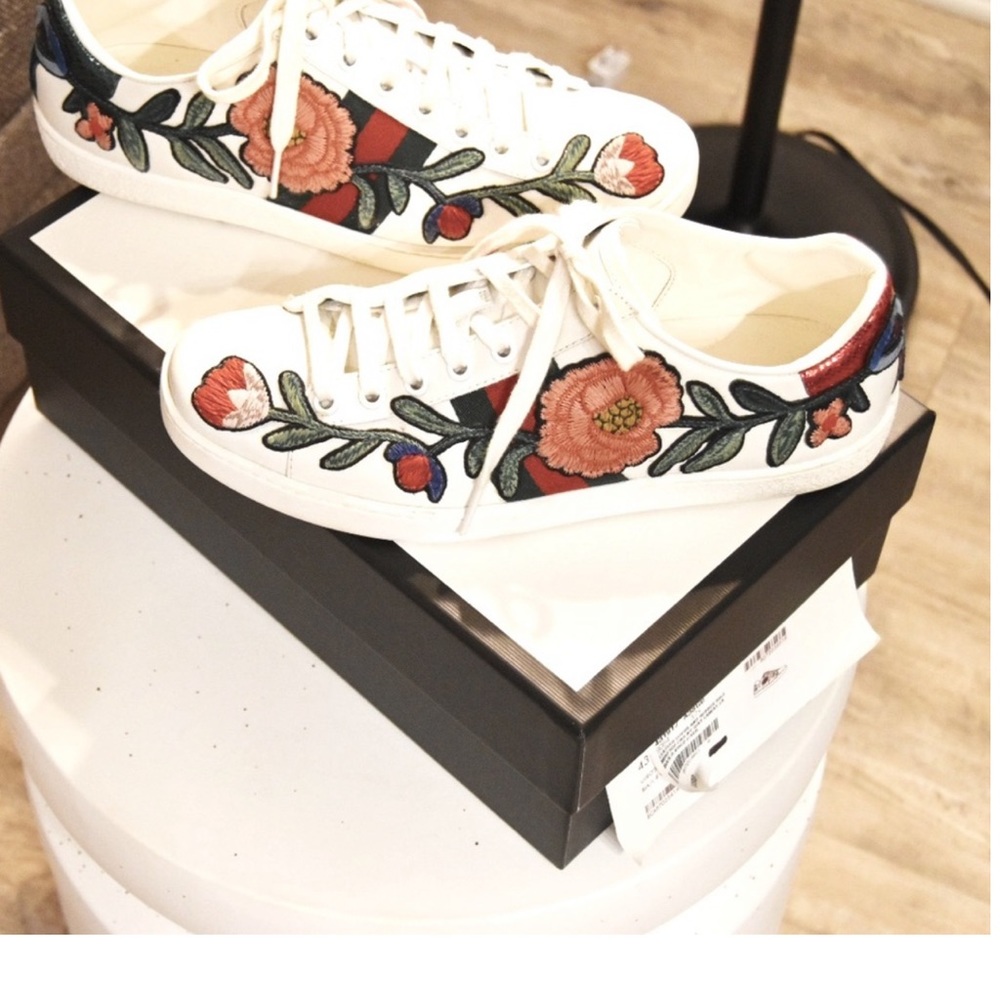 Gucci Flower Embroidered Ace Sneakers